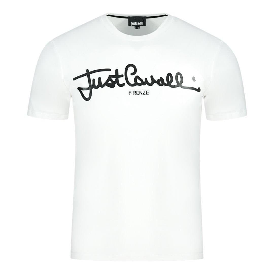Just Cavalli Just Cavalli Men's Logo Signature White T-Shirt