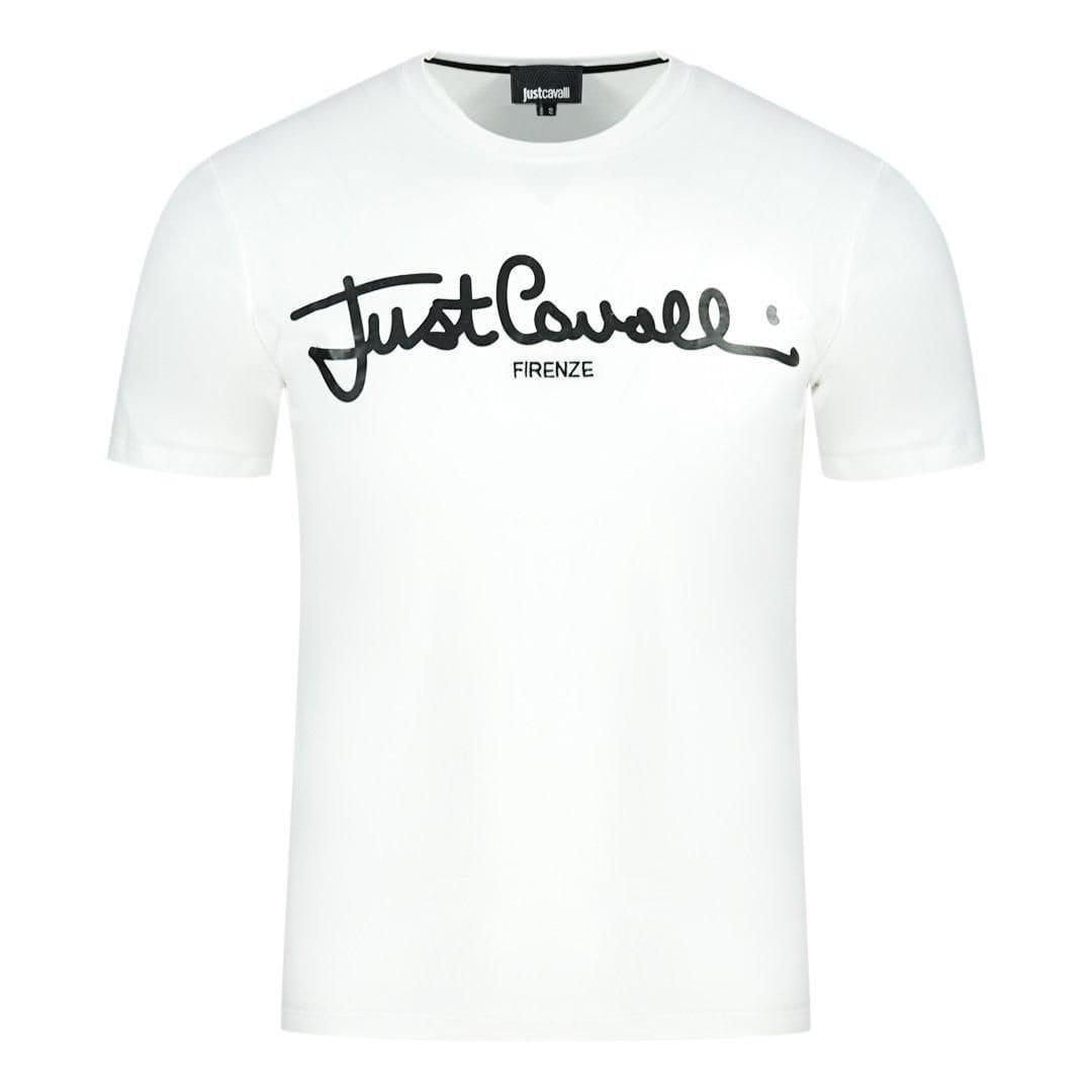 Just Cavalli Just Cavalli Men's Logo Signature White T-Shirt - 1