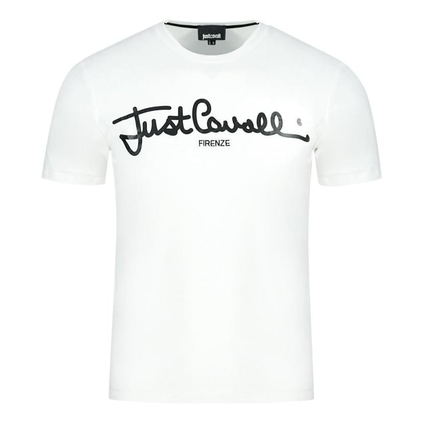 Just Cavalli Just Cavalli Men's Logo Signature White T-Shirt - 1