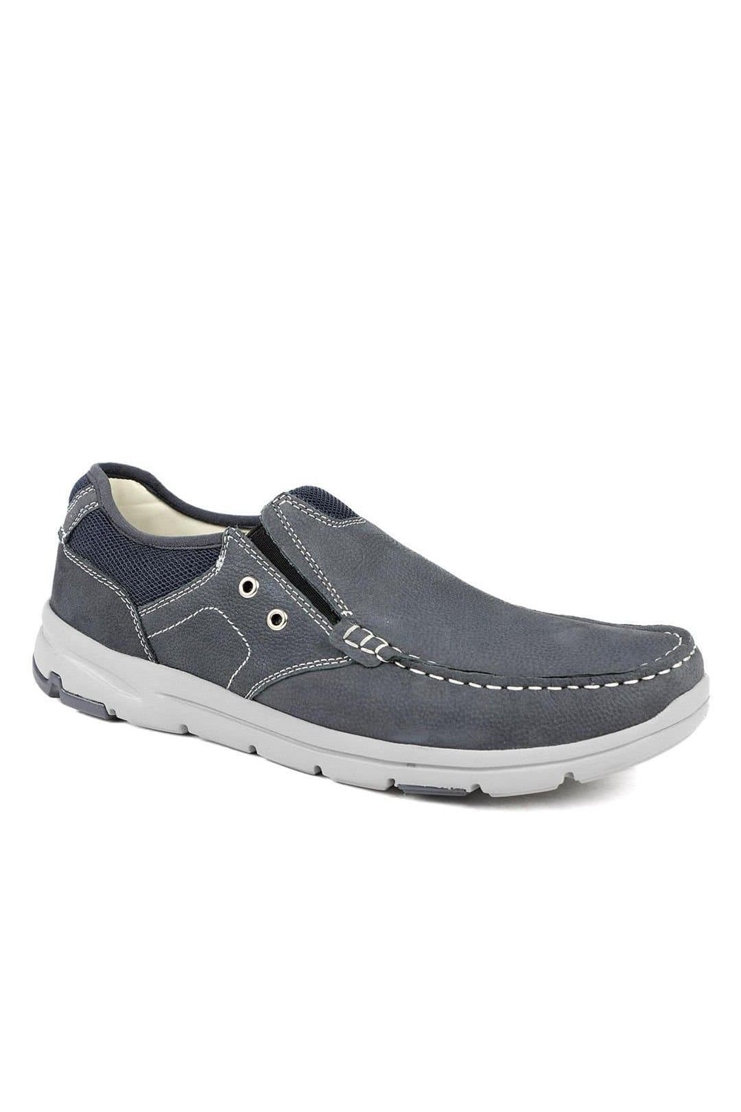 Pavers Pavers Men's Premium Leather Slip On Shoes in Navy