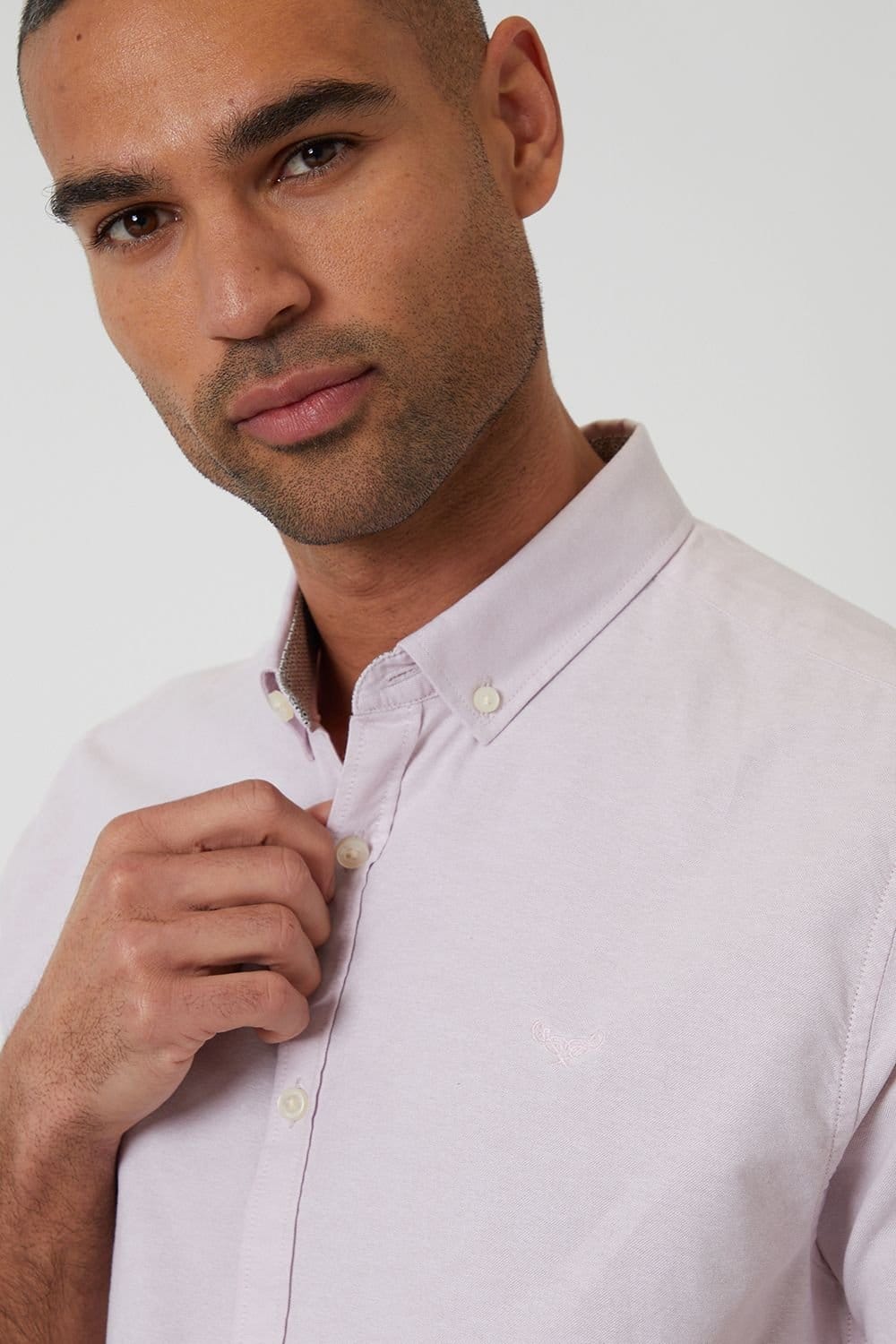 Threadbare Threadbare Men's Oxford Cotton Short Sleeve Shirt in Pink - 4