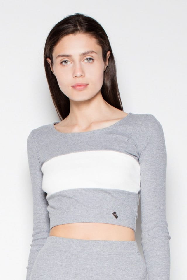 Love Lace Love Lace Women's Cotton Belted Crop Blouse Pencil Skirt Set Style 77444 in Grey - 2