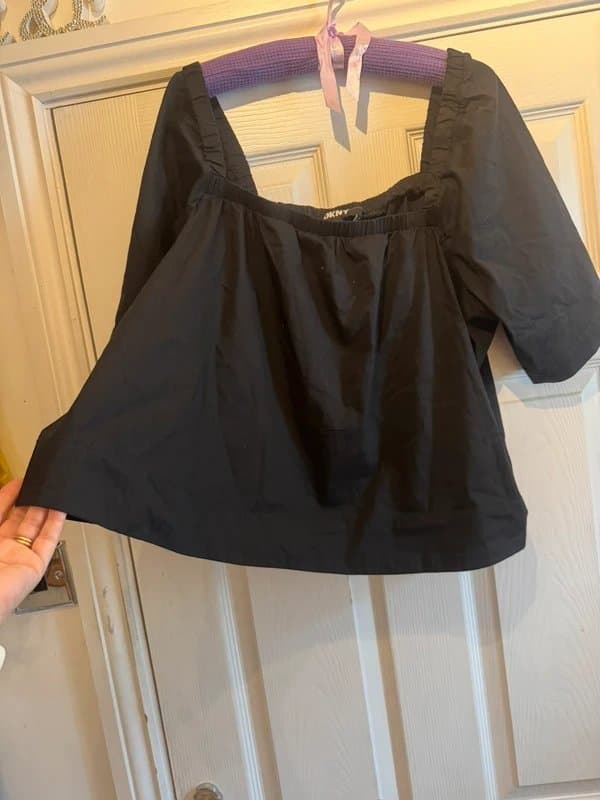 DKNY DKNY black swing peplum Bardot top. Cotton XL Uk 18/20/22 worn once