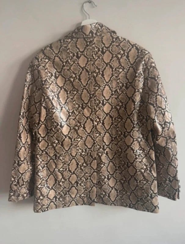Bershka Bershka faux leather snake print blazer jacket beige black size S 8-10 BNWT - 1