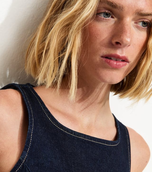 New Look Women's Navy Denim Sleeveless Flared Top New Look - 3