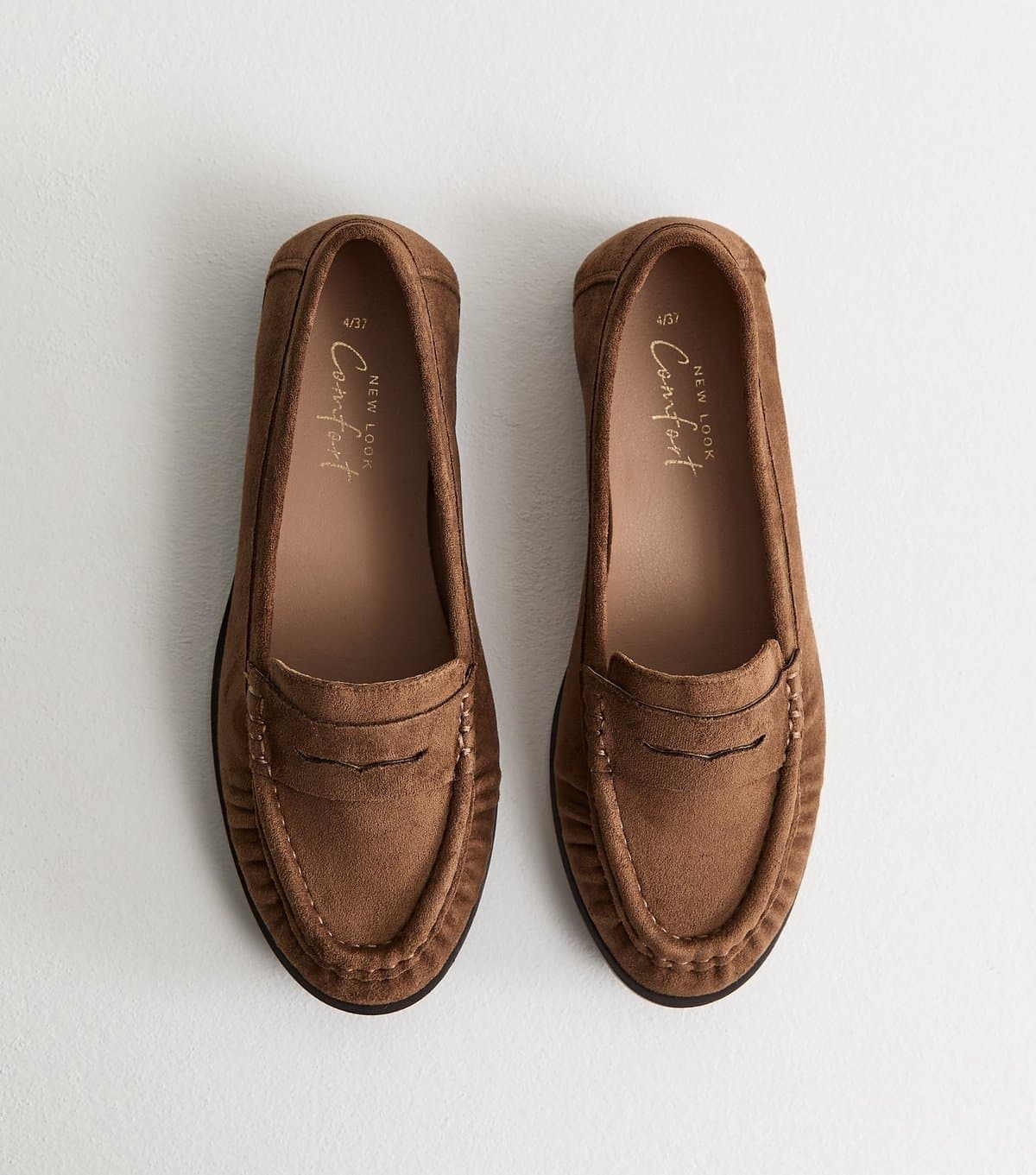 New Look Women's Tan Faux Suede Loafers Vegan New Look