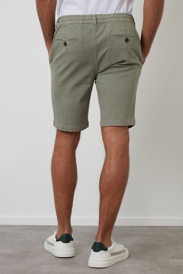 Threadbare Threadbare Men's Elasticated Waist Stretch Chino Shorts in Pale Green - 2