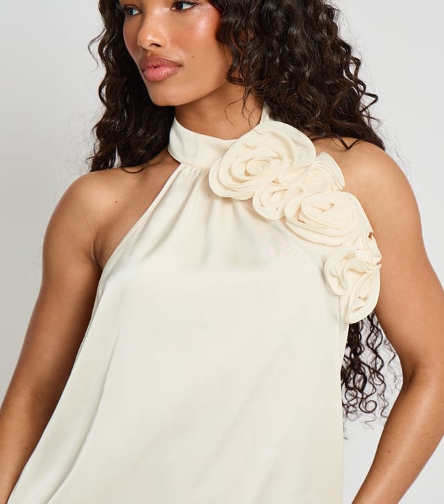 Public Desire Women's White Satin Corsage Swing Mini Dress Public Desire New Look - 2