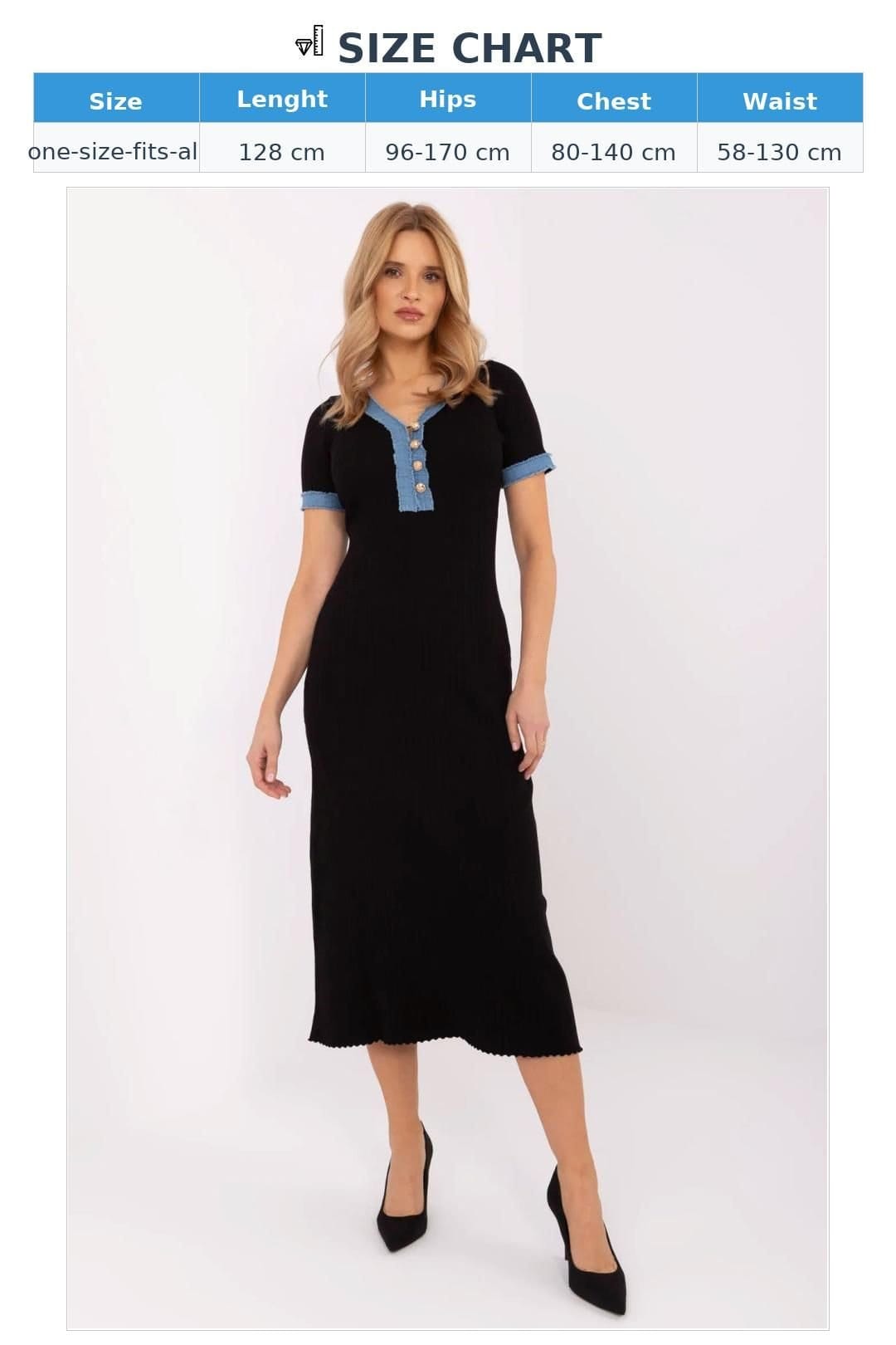 Love Lace Love Lace Women's Elegant Knitted Pencil Midi Dress Daywear in Black - 4