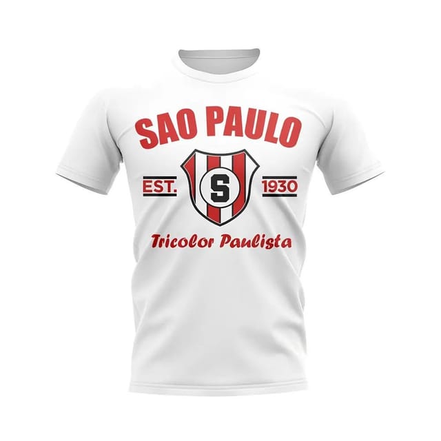Sao Paolo Sao Paolo Men's Personalised Established Football T-Shirt in White - 2
