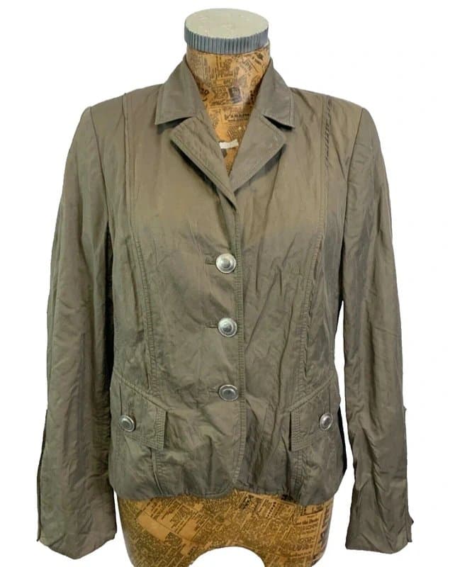 Basler Basler blazer jacket 12 Taupe  Metal brown brown Twill Midi Button Up Casual