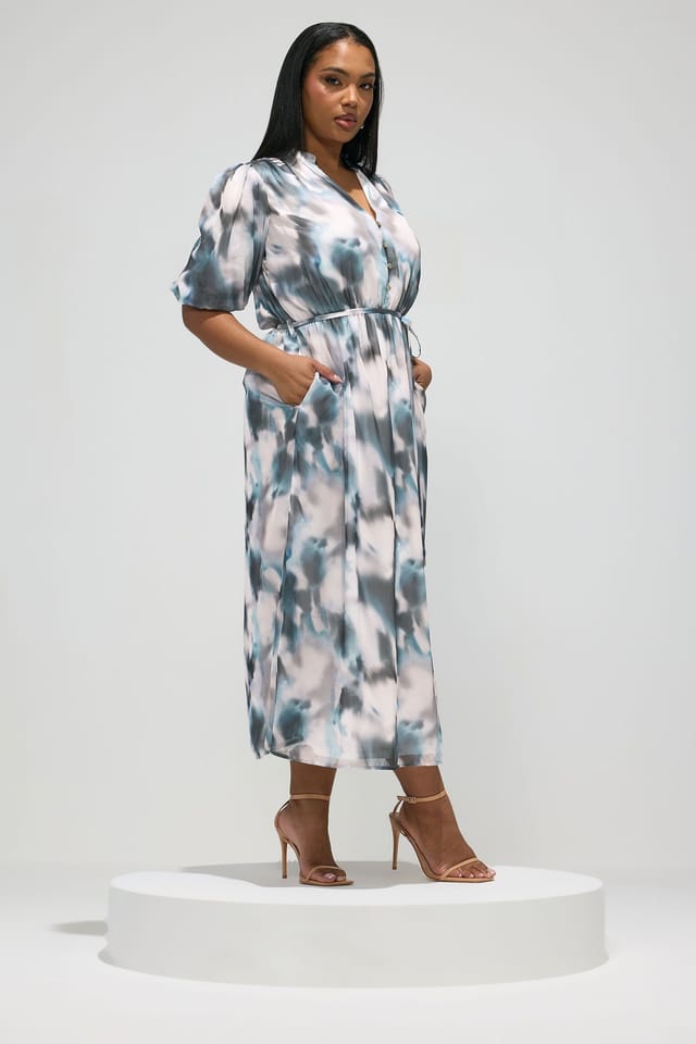 Yours Yours Women's Abstract Puff Sleeve Shirt Dress - 3