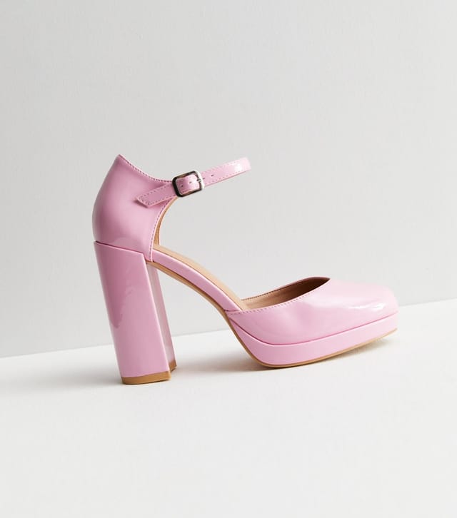 New Look Women's Pink Patent 2 Part Platform Block Heel Sandals New Look - 3