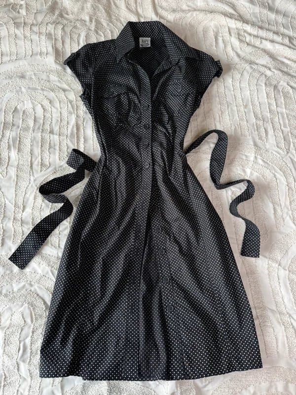 Bay Bay trading y2k vintage black and white polka dot maxi dress
