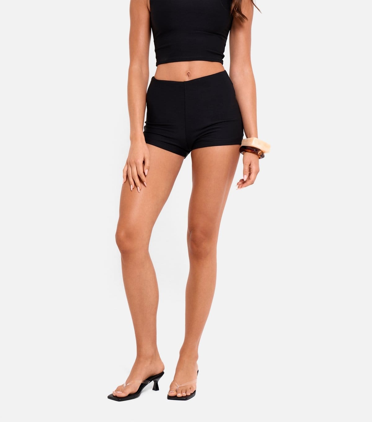 Public Desire Women's Black Slinky High Waist Shorts Public Desire New Look - 4