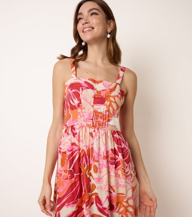 Blue Vanilla Women's Pink Floral Print Strappy Midi Dress Blue Vanilla New Look - 2