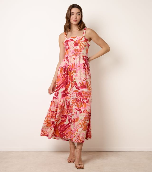 Blue Vanilla Women's Pink Floral Print Strappy Midi Dress Blue Vanilla New Look - 3