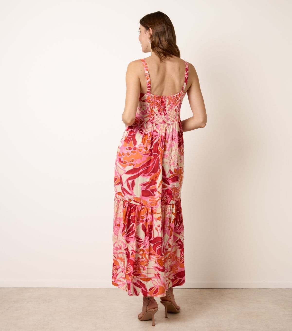 Blue Vanilla Women's Pink Floral Print Strappy Midi Dress Blue Vanilla New Look - 4