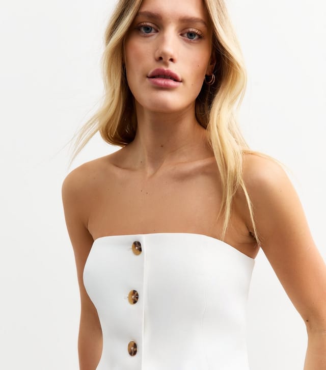 New Look Women's White Button Front Bandeau Waistcoat New Look - 2