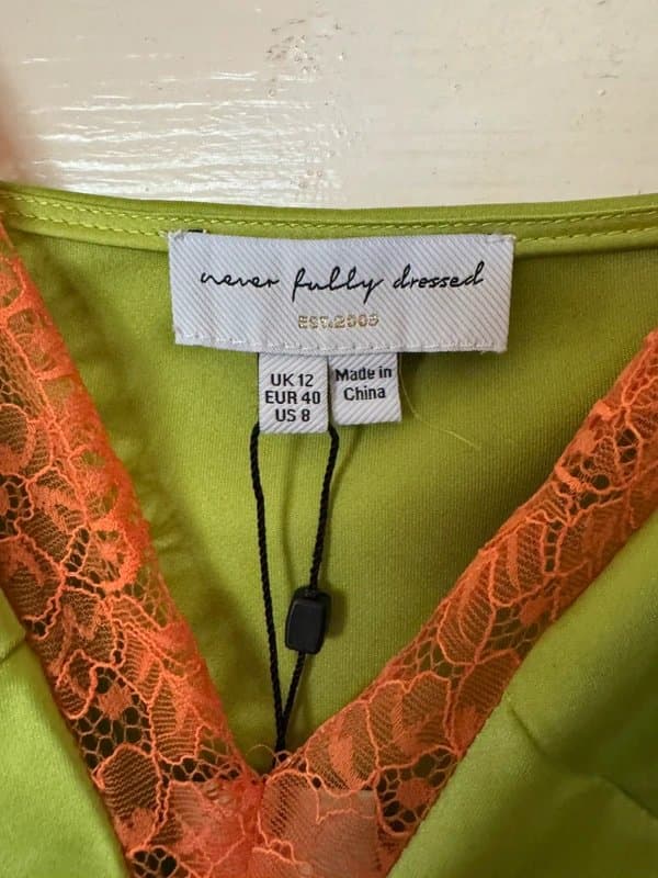 Never Fully Dressed Never Fully Dressed Mimi/Lily Satin Slip Midaxi Dress - Lime & Coral -