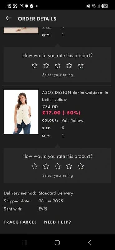 ASOS Design Yellow denim waistcoat/top size 10