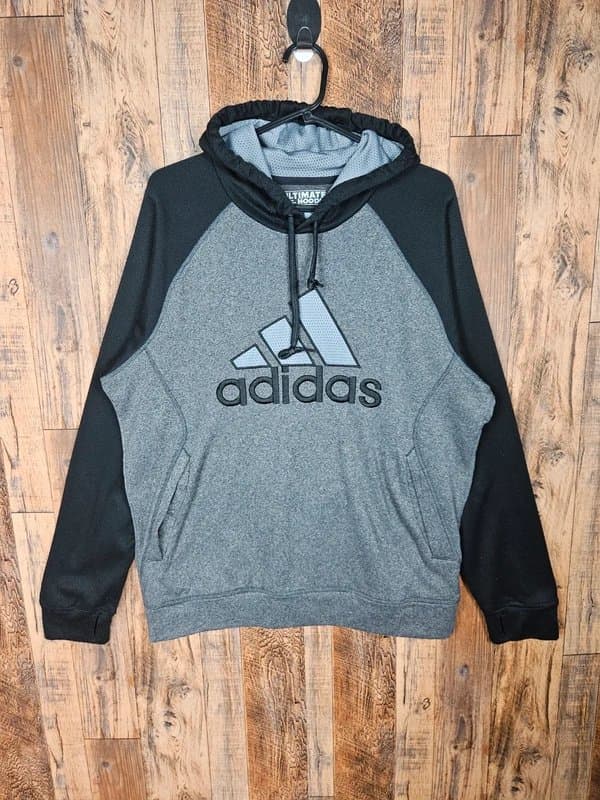 adidas Adidas Ultimate Hoodie ClimaWarm Grey Black Pullover Large L