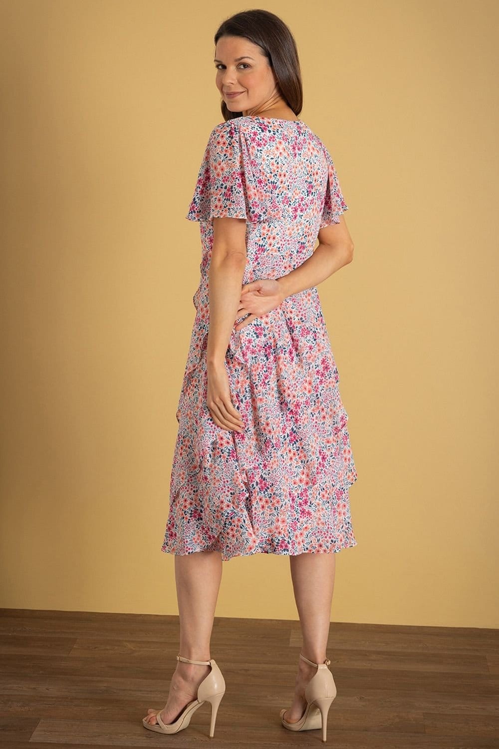 Klass. Klass. Women's Garden Printed Tiered Dress in Ivory - 4