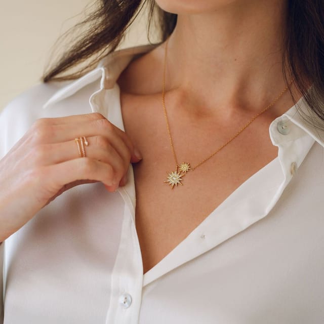 Gold Trip Gold Trip Women's Celestial Double Star Necklace in Gold - 3