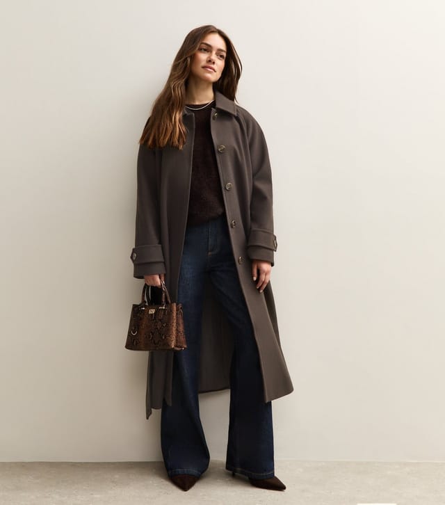 New Look Women's Petite Dark Brown Button Front Formal Coat New Look - 2