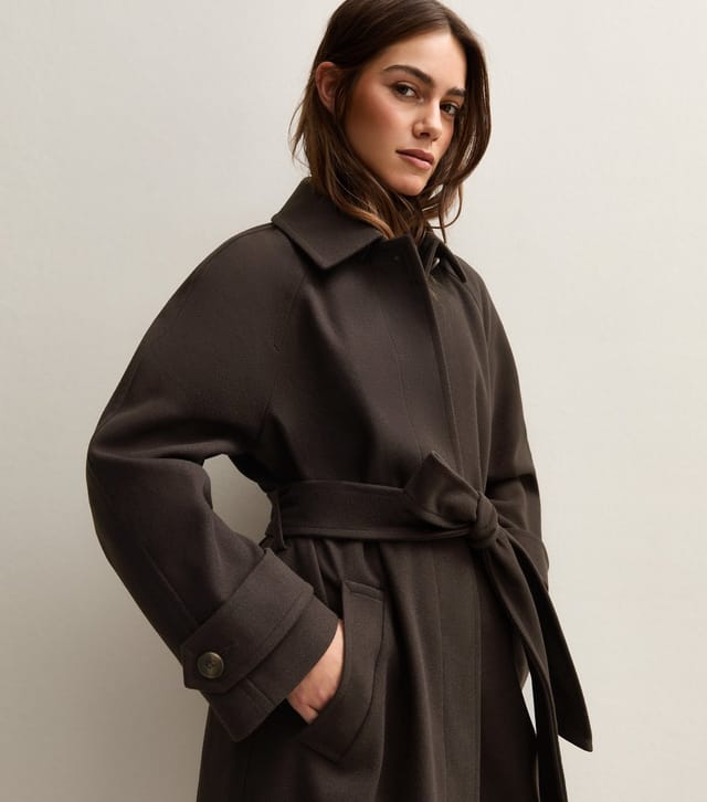 New Look Women's Petite Dark Brown Button Front Formal Coat New Look - 3