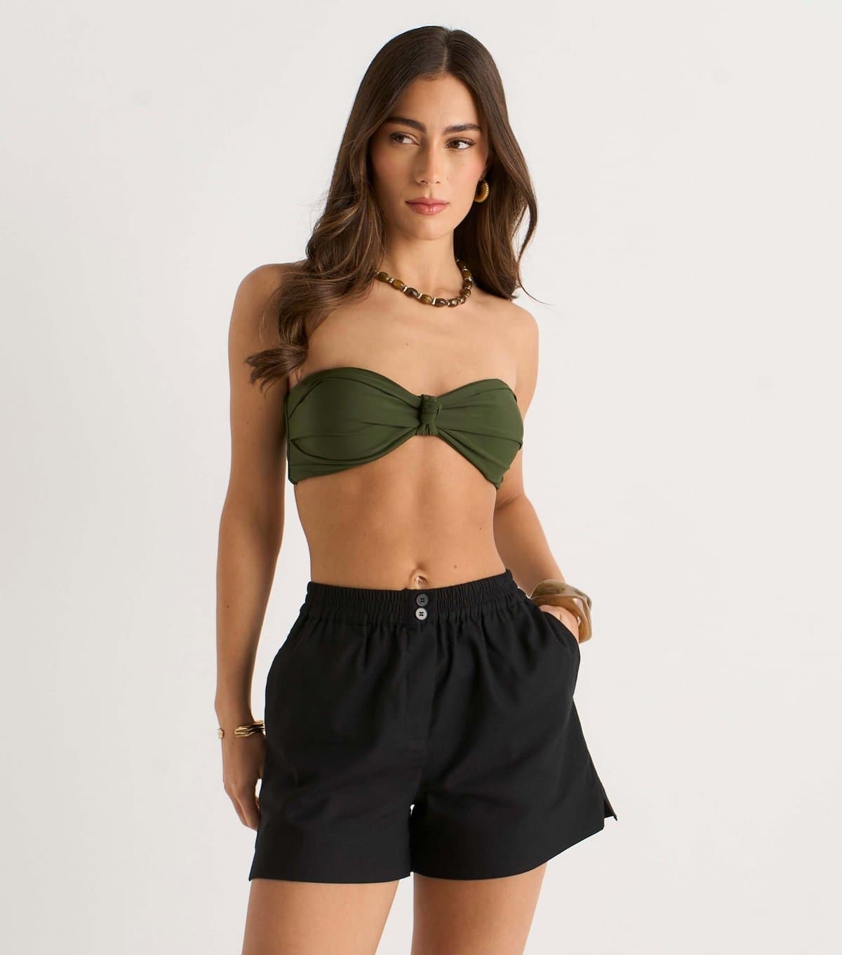 Gini London Women's Black Elasticated Waist Shorts Gini London New Look