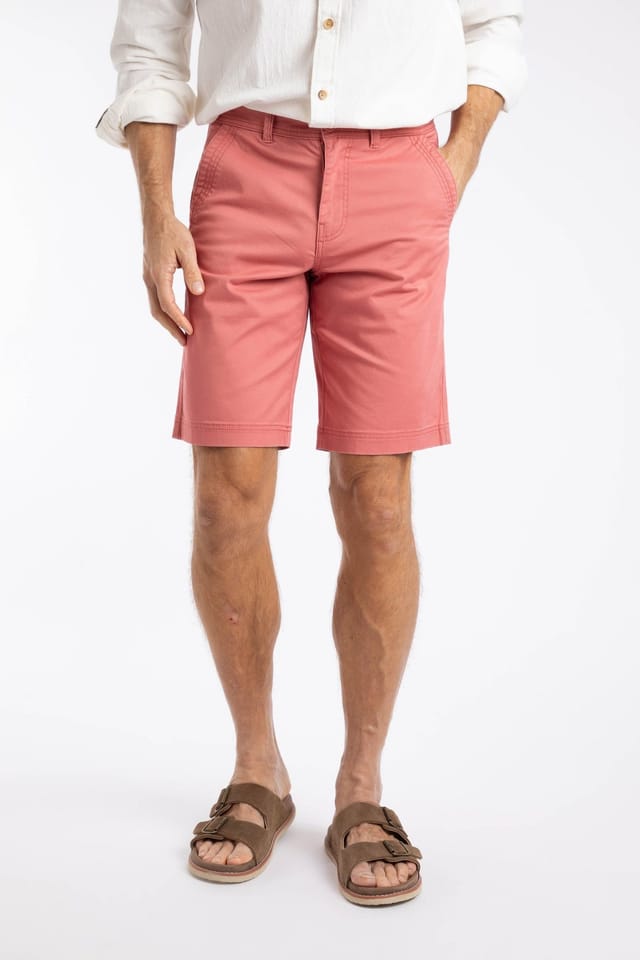Weird Fish Weird Fish Men's Rayburn Cotton Flat Front Shorts in Light Red - 3