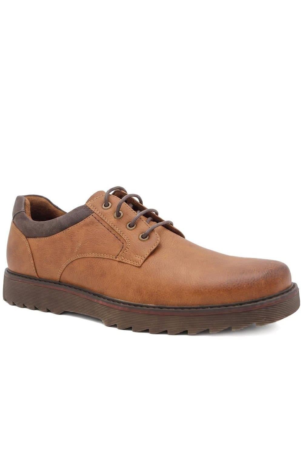 Pavers Pavers Men's Wide Fit Smart Lace Up Shoes in Tan
