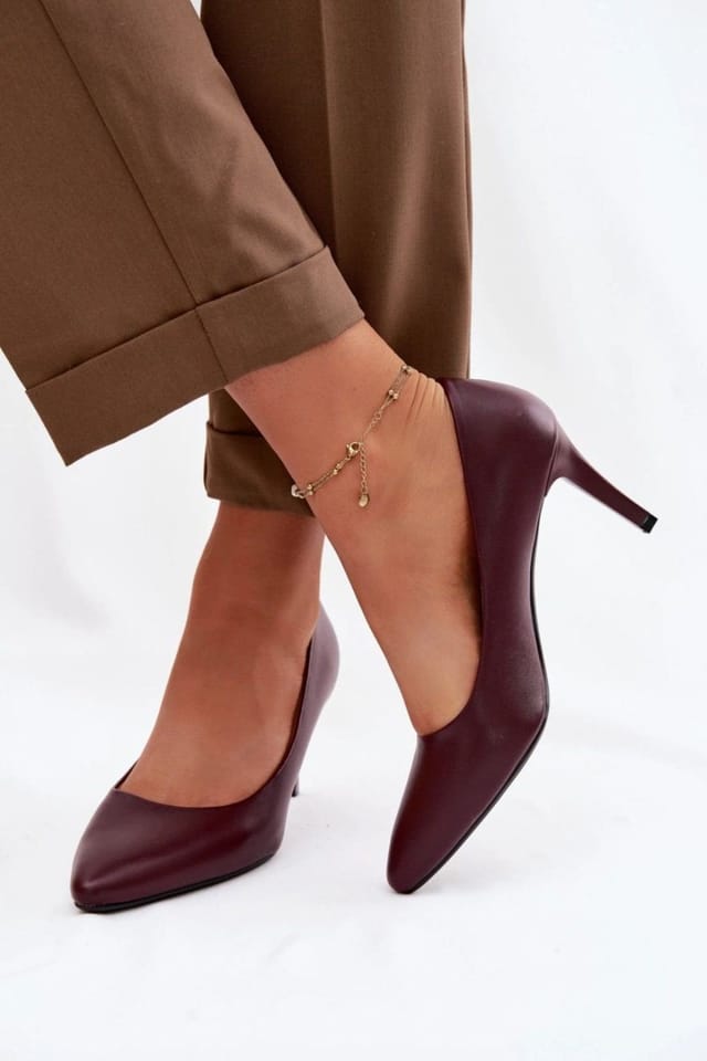 Love Lace Love Lace Women's High Heels Comfortable Elegant Evening Pumps for Parties in Burgundy - 3