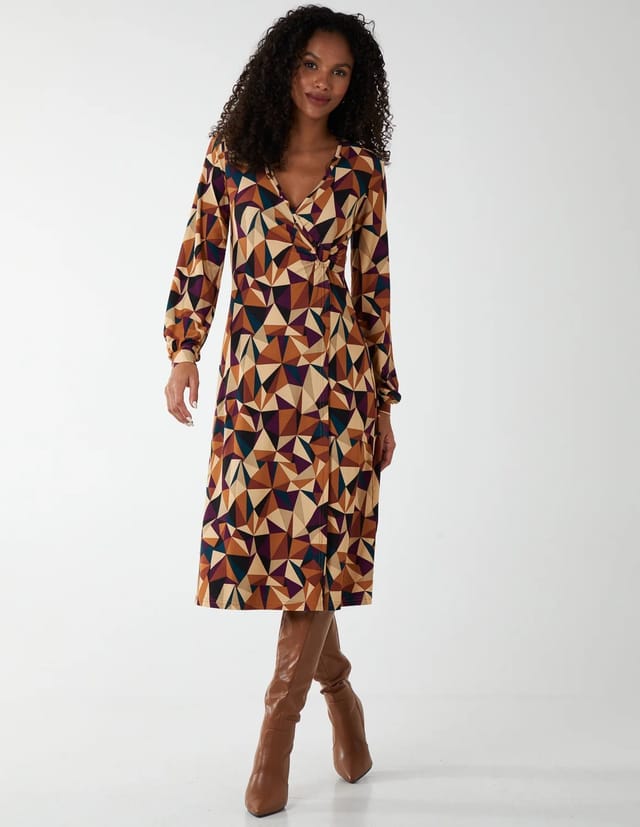 Blue Vanilla V Neck Ring Detail Midi Dress - 2