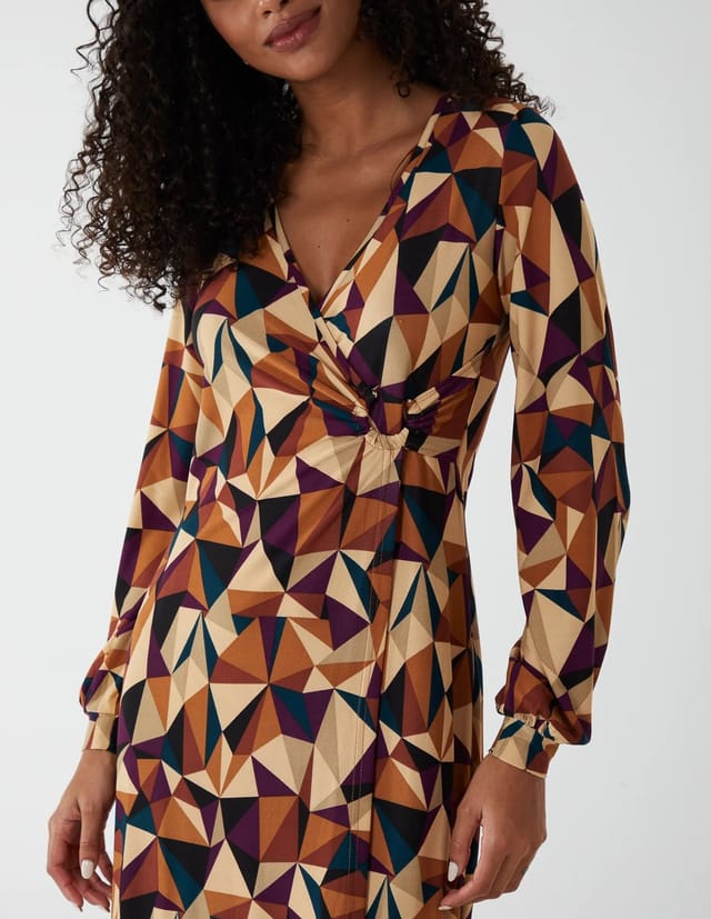 Blue Vanilla V Neck Ring Detail Midi Dress - 3