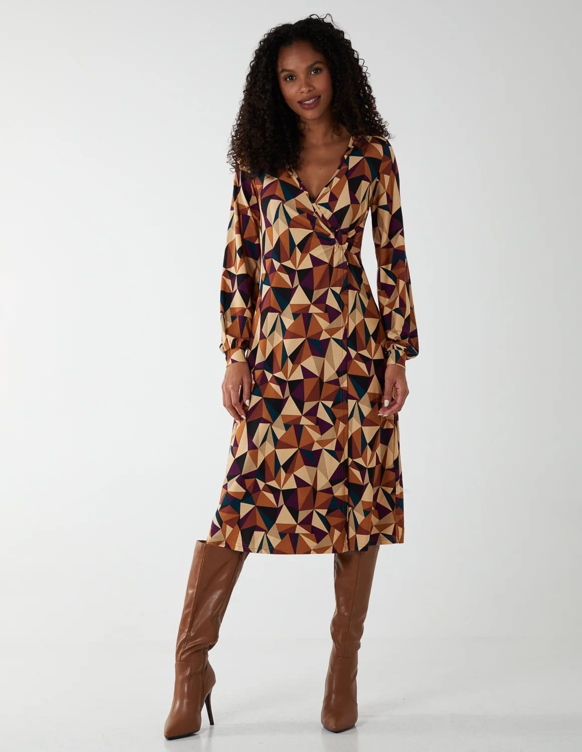 Blue Vanilla V Neck Ring Detail Midi Dress - 4