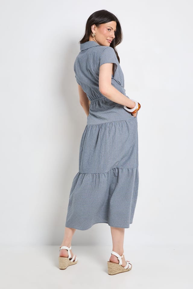 Principles Principles Women's Tiered Tie Waist Midaxi Dress in Indigo - 3