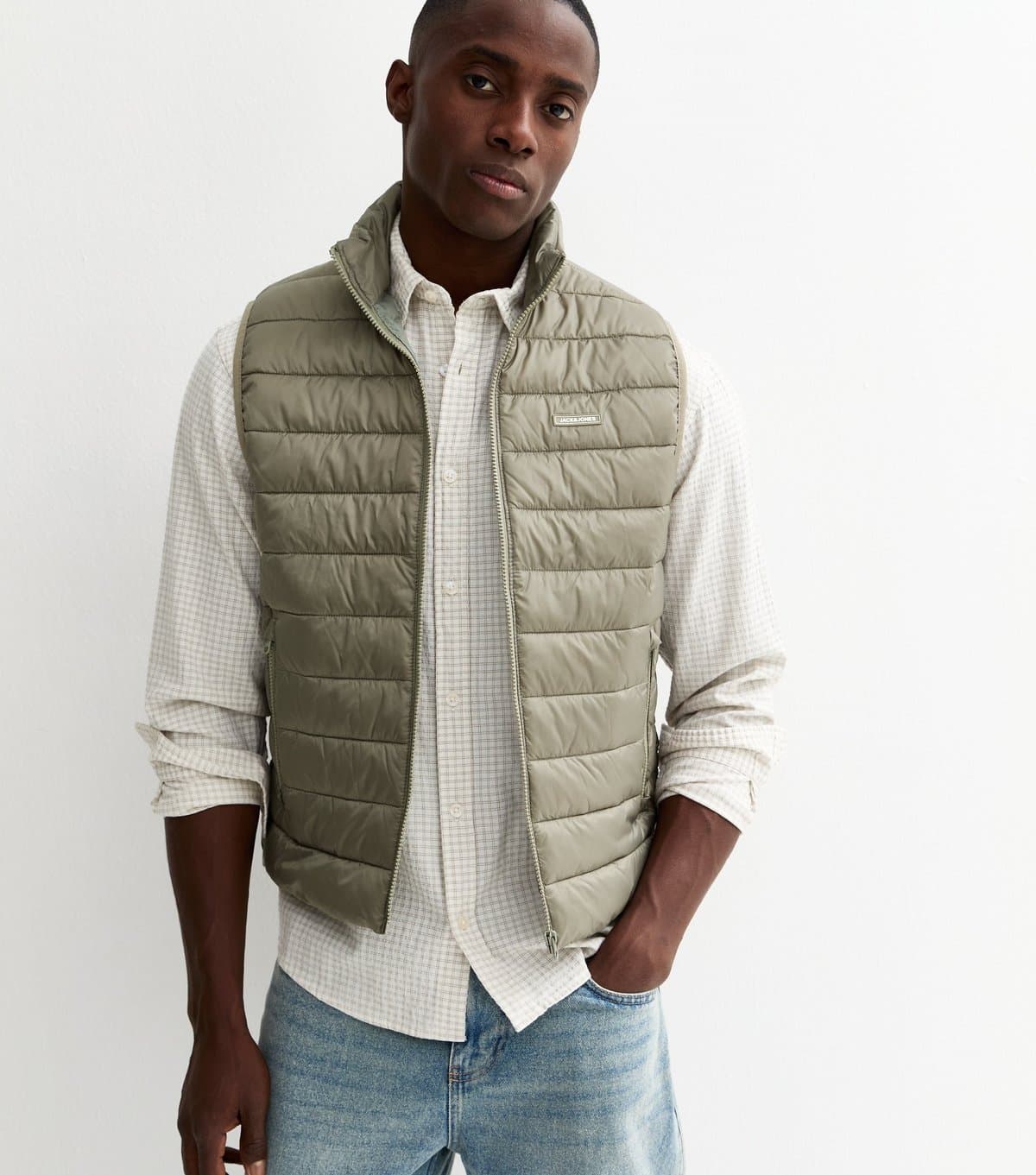 jack & jones Men's Light Khaki Lightweight Bodywarmer Jack & Jones New Look