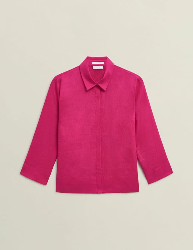 Hobbs London Hobbs London Women's Nita Three-Quarter Sleeve Linen Shirt in Fuchsia - 2