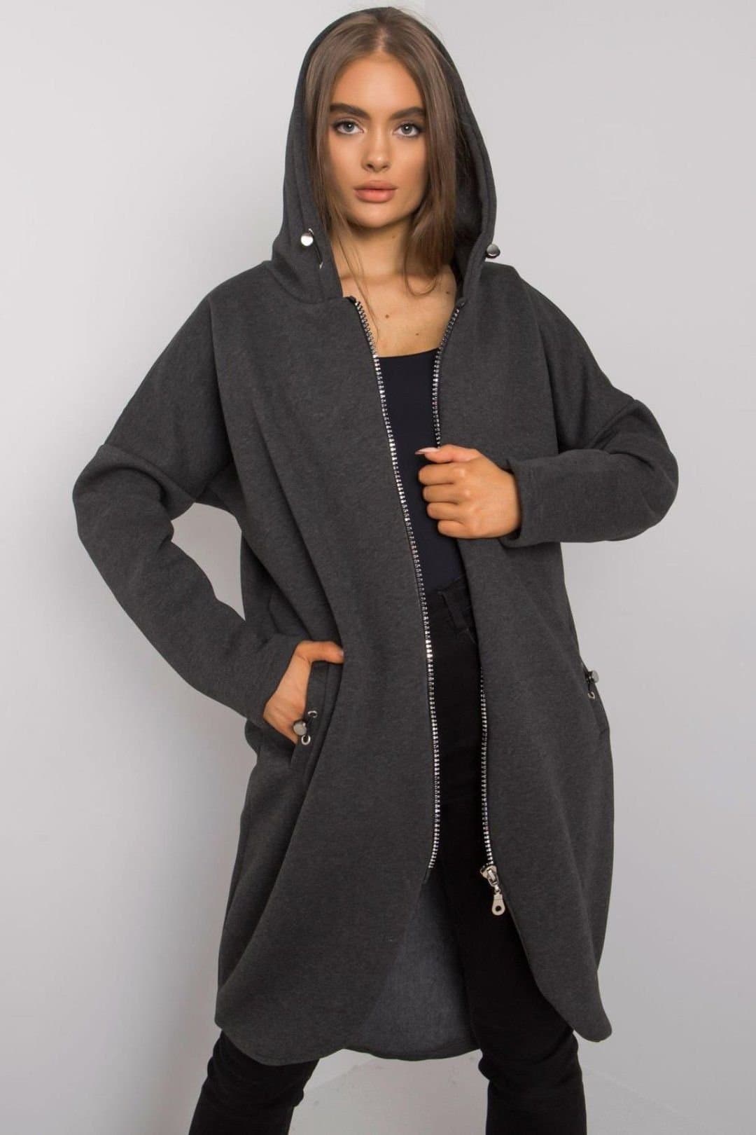Love Lace Love Lace Women's Paris Extended Fit Zip Hoodie Sweatshirt in Grey