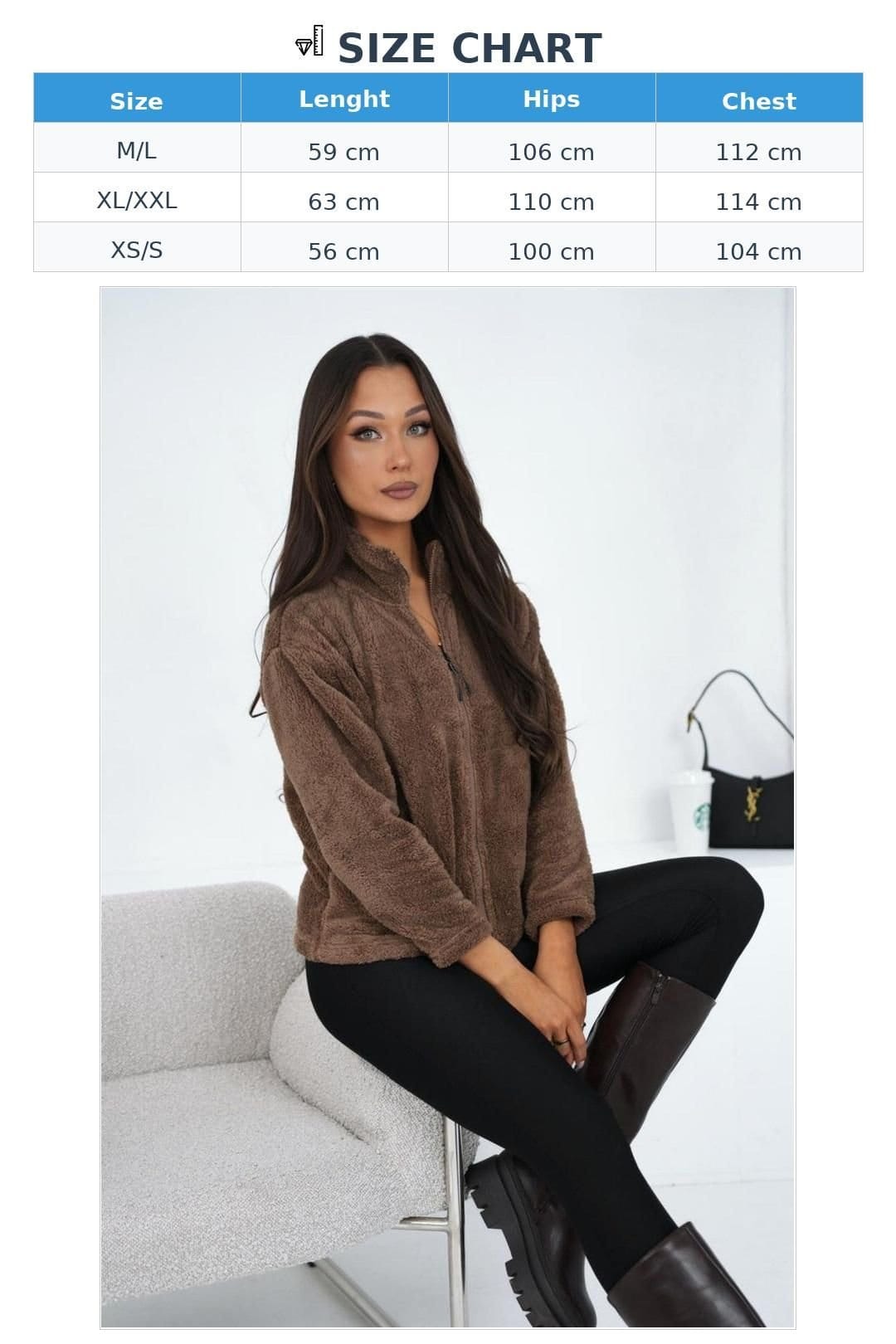 Love Lace Love Lace Women's Soft Teddy Bear Zip Sweatshirt Stand Collar in Brown - 4
