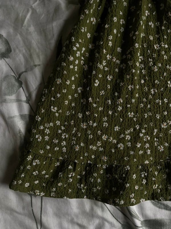 Bershka Green Floral Mini Dress