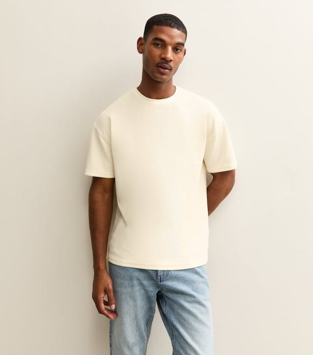 New Look Men's White Oversized Textured Rib T-Shirt New Look - 2