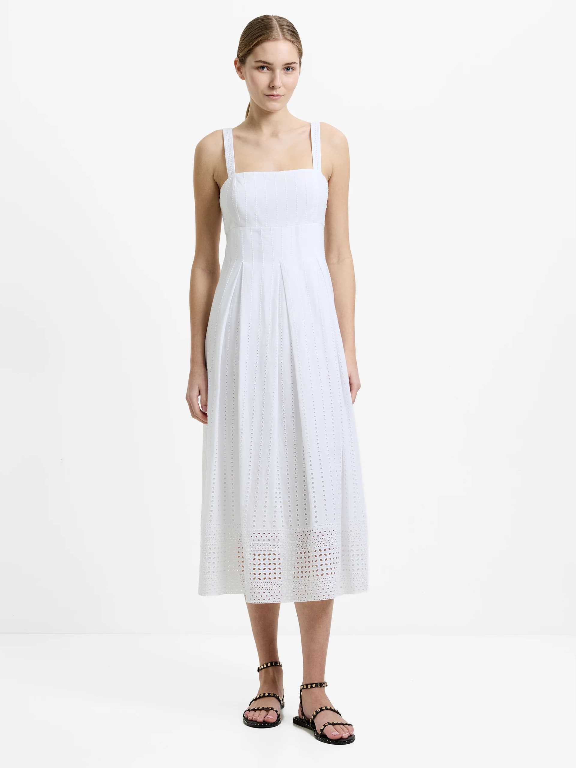 French Connection Abana Biton Broderie Dress White