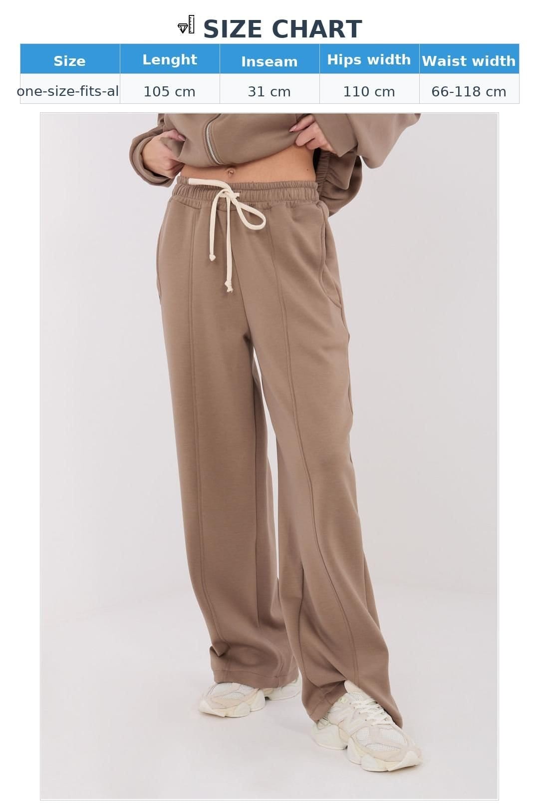 Love Lace Love Lace Women's Casual Wide Leg Sweatpants with Tie Waist in Beige - 4