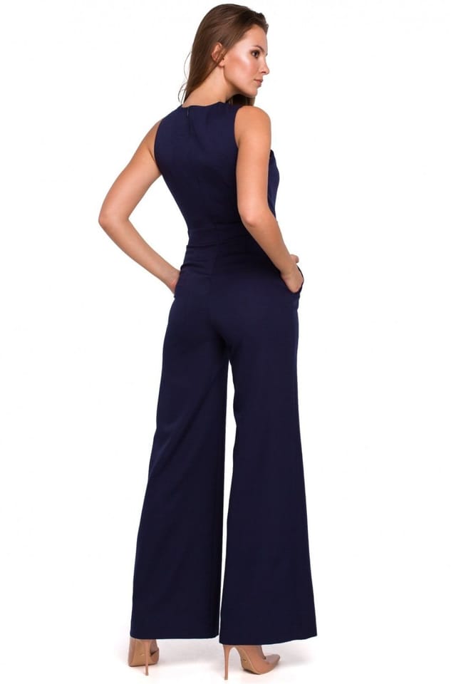 Love Lace Love Lace Women's Crosswise Stripe Overalls in Navy - 2
