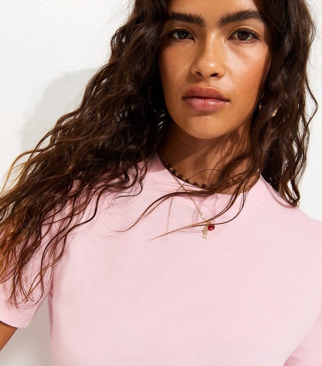 New Look Women's Light Pink Cotton Crew Neck T-Shirt New Look - 2