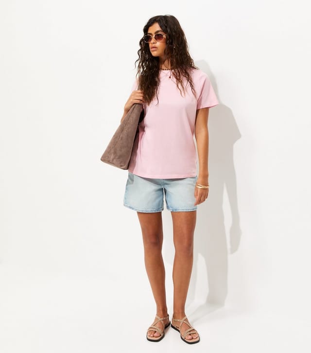 New Look Women's Light Pink Cotton Crew Neck T-Shirt New Look - 3
