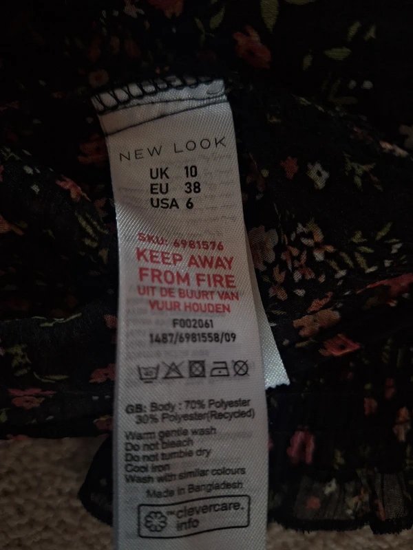 New Look Black chiffon style top with flower detail - 1